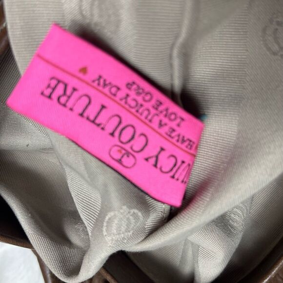 Vintage leather brown juicy Couture large satchel frame top crush lock . - Picture 14 of 16